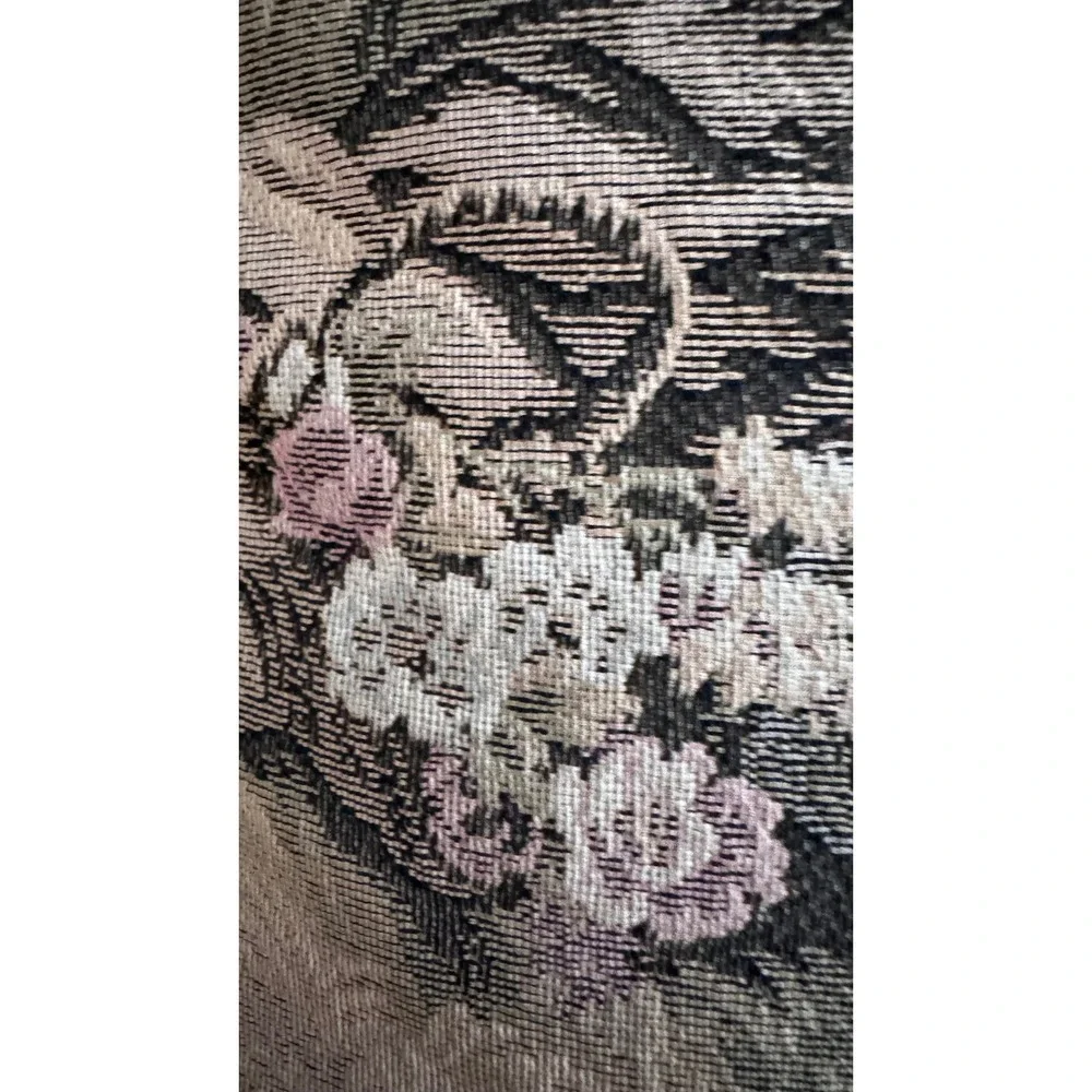 Vintage Tapestry Throw Pillows Pair Romantic Couple & Cottage Watermill‎ 17 inch